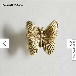 NWT: URBAN OUTFITTERS BUTTERFLY WALL HOOK IN GOLD (O/S)